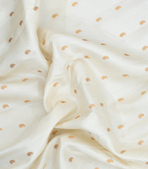 White Handloom Gadwal Silk Saree With Buttas & Contrast Border-GA0439