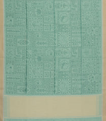 Aquamarine Printed Art Dupion Saree With Contrast Border-BL5072