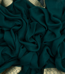 Teal Woven Mysore Silk Saree With Zari Border-MS3059