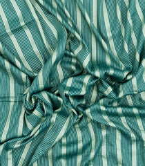 Teal Woven Banarasi Khaddi Georgette Silk Saree With Stripes-BE1936