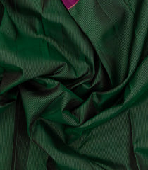 Dark Green Handloom Kanchipuram Silk Saree With Stripes-KA14417