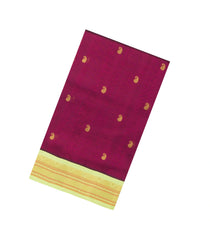 Maroon Handloom Korvai Silk Cotton Saree With Zari Buttas-SC5007