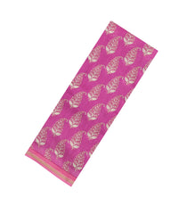 Pink Printed Chanderi Cotton Saree With Floral Motifs-CC1721