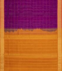 Magenta Handloom Silk Cotton Saree With Checks-SC4681
