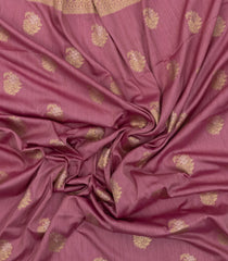 Dusty Pink Woven Art Dupion Saree With Floral Motifs-BL4929