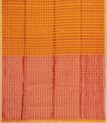 Orange Handloom Linen Saree With Checks-LI0732