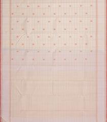 Off White Handloom Kanchipuram Silk Saree With Checks & Buttas-KA15225