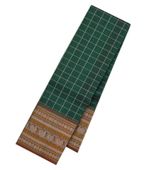 Sea Green Handloom Kanchipuram Silk Saree With Silk Checks-KA15179