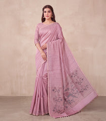 Dusty Pink Printed Synthetic Manipuri Silk Saree With Zari Border-SY0605