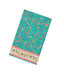 Turquoise Printed Blended Viscose Saree With Position Printed Floral Motifs-BL5988