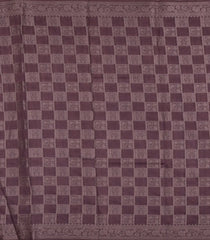Dark Brown Printed Synthetic Tussar With Contrast Zari Border-SY0291