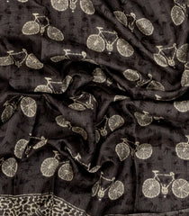 Grey Printed Synthetic Makka Silk Saree With Cycle Motifs-BL5320