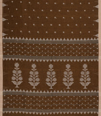 Dark Olive Woven Bengal Cotton Saree With Coin Motifs-BG1808