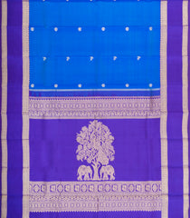Sky Blue Handloom Kanchipuram Silk Saree With Zari Buttas-KA15653