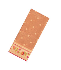Red Woven Dupion Silk Saree With Buttas & Meena Borders-DS0586