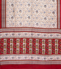 White Woven Pure Silk Saree With Printed Bird Motifs-TU3213