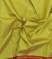 Lime Green Handloom Korvai Kanchipuram Silk Saree With Crimson Border-KA15492