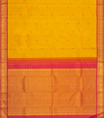 Mustard Handloom Korvai Kanchipuram Silk Saree With Silk Buttas-KA15926
