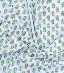 White Printed Jaipur Cotton Saree With Floral Motifs-JC1481