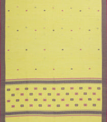 Yellow Handwoven Bengal Cotton Saree With Diamond Buttas-BG1492
