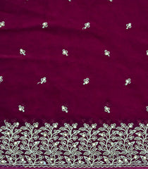 Burgundy Woven Synthetic Blended Tissue Saree With Embroidered Motifs-EN2027