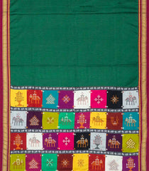Dark Green Woven Cotton Saree With Kasuti Hand Embroidery Pallu-EN1753