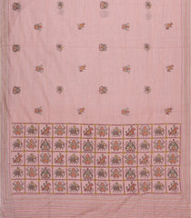 Baby Pink Embroidered Synthetic Linen Saree With Elephant Motifs-SY0565