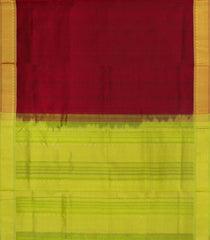 Maroon Handloom 9 Yards Silk Cotton Saree With Contrast Border-SC4442