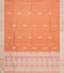 Peach Handloom Soft Tussar Silk Saree With Butats & Contrast Border-TU3743