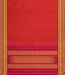 Red Handloom Kanchipuram Silk Saree With Payadi Checks-KA13935