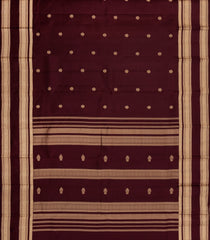 Dark Brown Kanchipuram Silk Saree With Floral Zari Buttas-KA14911