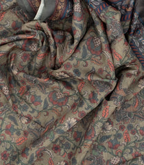 Grey Woven Art Chanderi Saree With Printed Floral Motifs-BL3942
