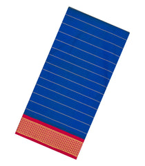 Blue Handloom Korvai Kanchipuram 9 Yards Silk Saree With Veldhari Stripes-KA15329