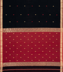 Black Handloom Maheswari Silk Cotton Saree With Buttas-SC4143