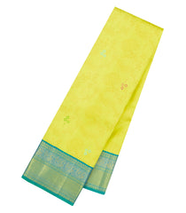 Lime Green Handloom Korvai Kanchipuram Silk Saree With Meena Floral Motifs-KA16717