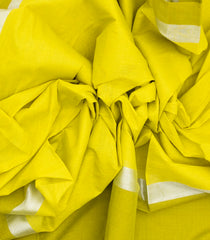 Lemon Yellow Woven Chirala Cotton Saree With Contrast Border & Pallu-CR1288
