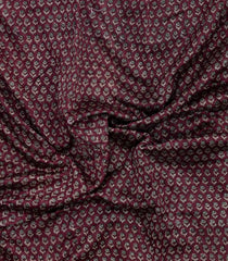 Maroon Printed Chanderi Cotton Saree With Zari Border-CC1567