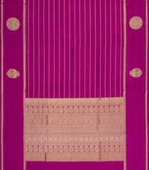 Hot Pink Handloom Silk Cotton Saree With Veldhari Stripes-SC4354