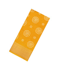 Yellow Printed Synthetic Dola Silk Saree With Motifs & Zari Stripes-SY0452