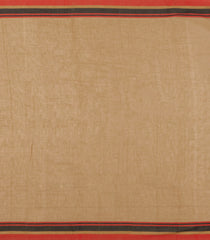 Dark Beige Handloom Bengal Cotton Saree With Floral Buttas-BG1563