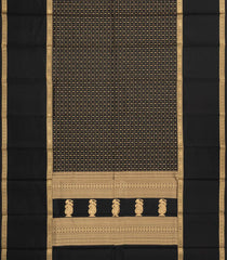 Black Handloom Kanchipuram Silk Saree With Checks & Buttas-KA14365