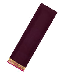 Dark Brown Woven Mysore Silk Saree With Contrast Zari Border-MS3578