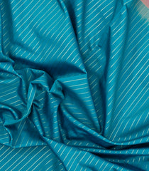 Cyan Woven Blended Aura Saree With Zari Stripes & Zari Border-BL5796