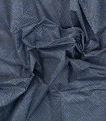 Grey Printed Silk Saree With Chevron Motifs-PS0699