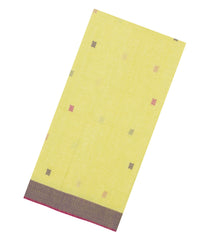 Yellow Handwoven Bengal Cotton Saree With Diamond Buttas-BG1492