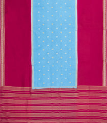 Turquoise Woven Blended Viscose With Zari Buttas-BL5560