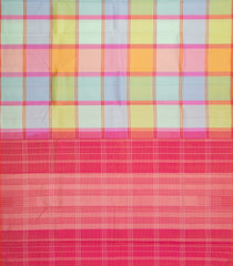 Multi Colour Handloom Kanchipuram Silk Saree With Zari Checks-KA15724