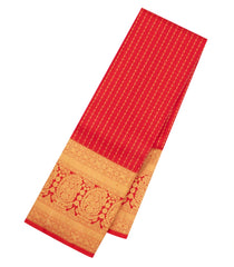 Red Handloom Kanchipuram Silk Saree With Zari Stripes-KA16066