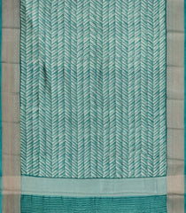 Aquamarine Printed Chanderi Cotton Saree With Zari Border-CC1584