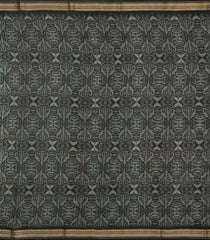 Black Printed Chanderi Cotton Saree With Floral Motifs-CC1737